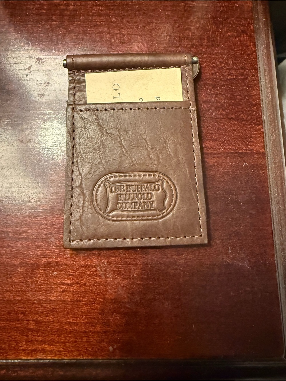 The Buffalo Billfold Company Brown Leather Money Clip Card Holder